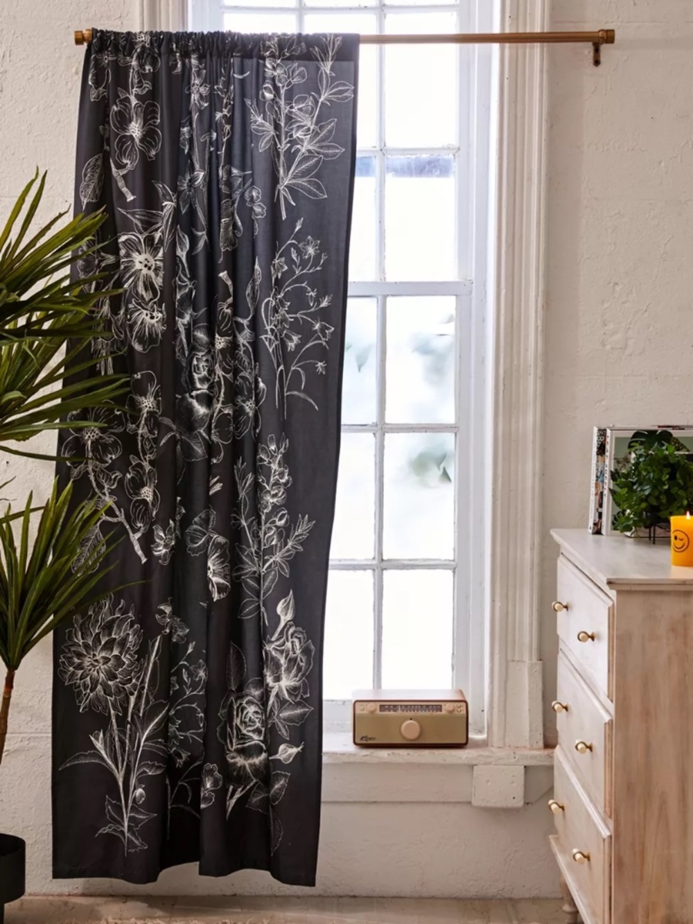 urban outfitters Makenna Etched Floral Blackout Window Curtain